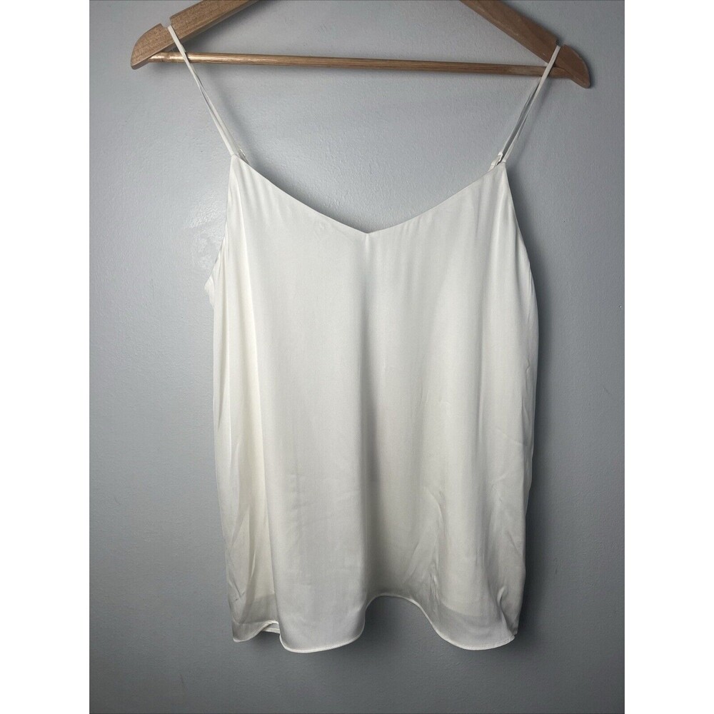 Quince Women's Ivory Silk V-Neck Cami Tank Top Washable Stretch Sleeveless Sz S